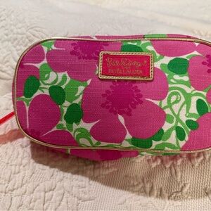 Lilly Pulitzer Pink and Green Floral Cosmetic Bag